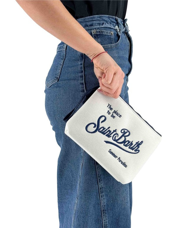 Pochette Aline Piquet Bianco/Blu 0161 Emb