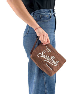 Aline Soft Linen Clutch Vintage 18 Brown Emb