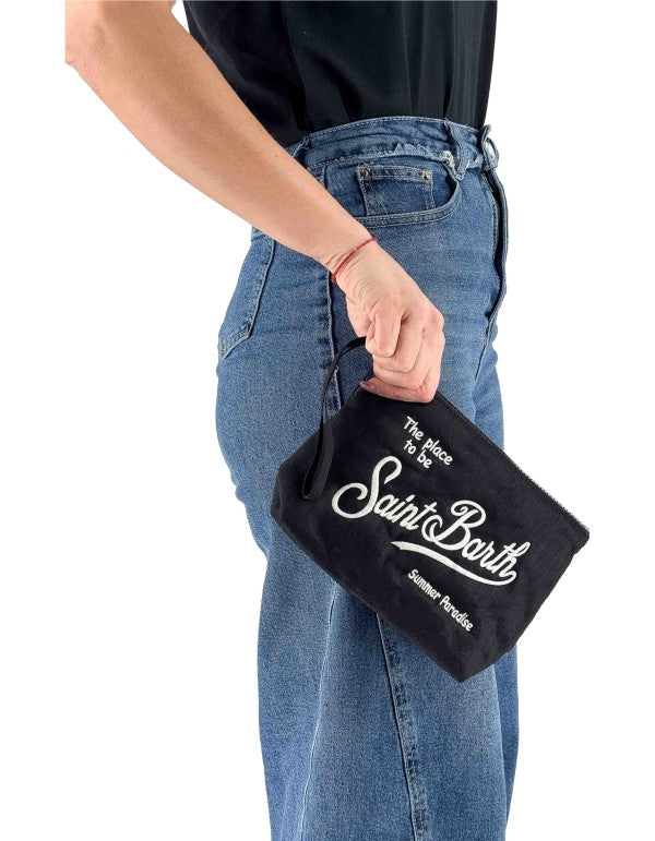 Pochette Aline Soft Linen Vintage 00 Black Emb