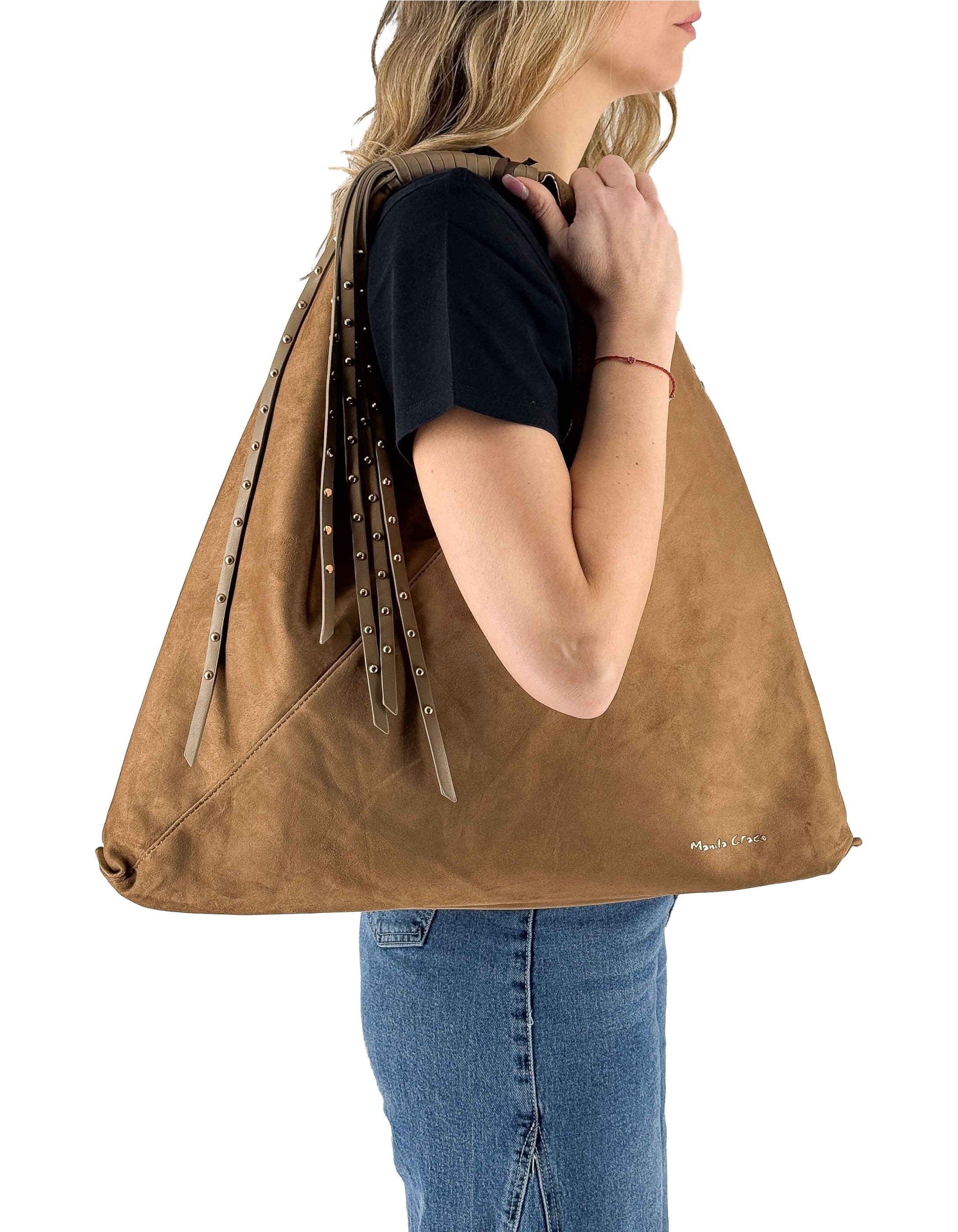 Borsa Sac Bag Frange Marrone Md607