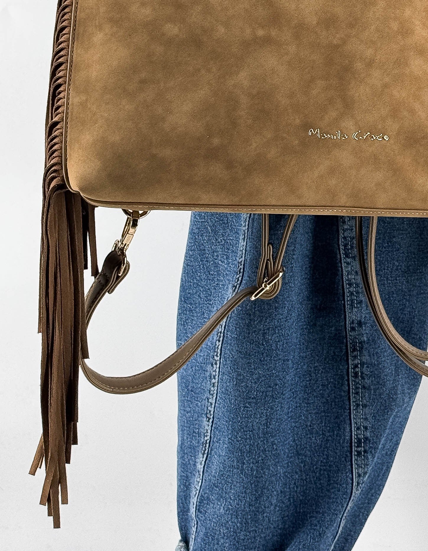 Brown Fringe Backpack/Bag Md607