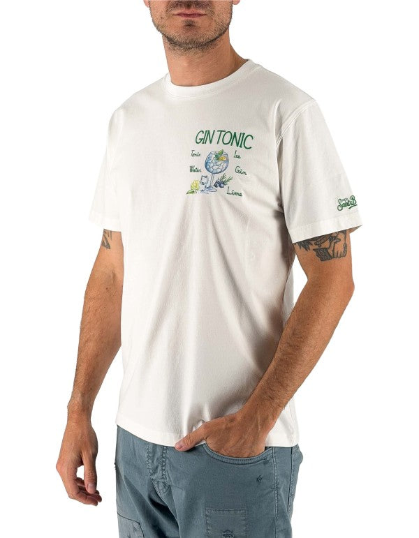 T-shirt Uomo Girocollo Con Ricamo Gin Tonic