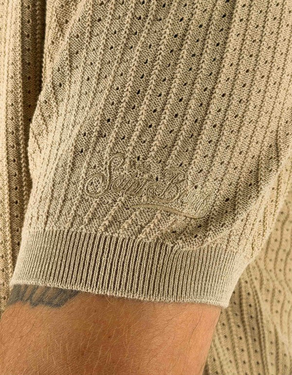 Polo Uomo Sloan Net Beige in Filo di Cotone