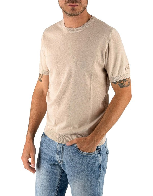 T-Shirt In Filo 100% Cotone Monterosso Sabbia