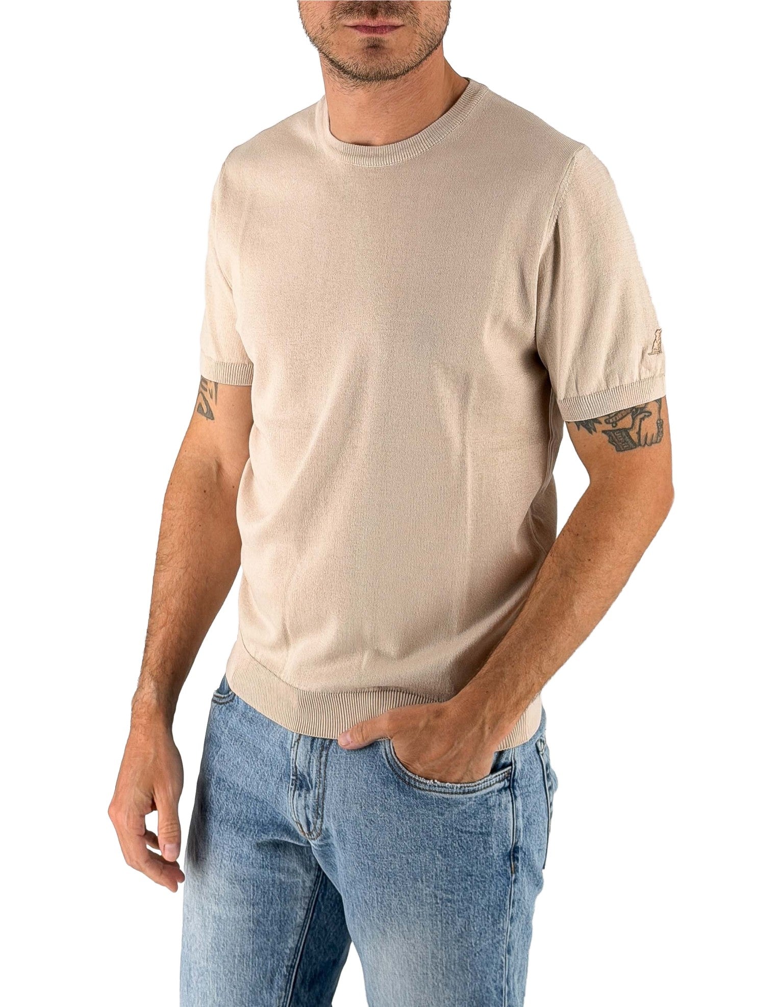 T-Shirt In Filo 100% Cotone Monterosso Sabbia