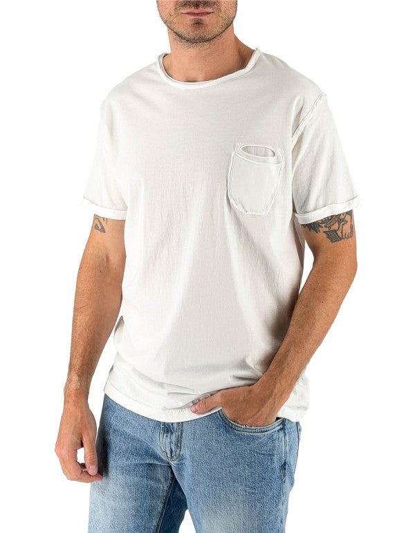 T-Shirt Girocollo 100% Cotone Con Taschino Shiro