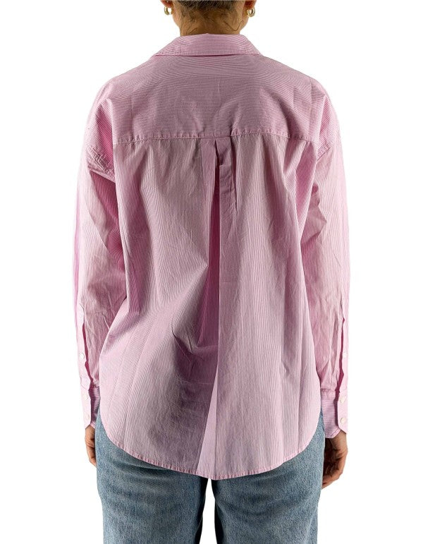 Camicia Cristal Cotton Stripes Micro V Rosa