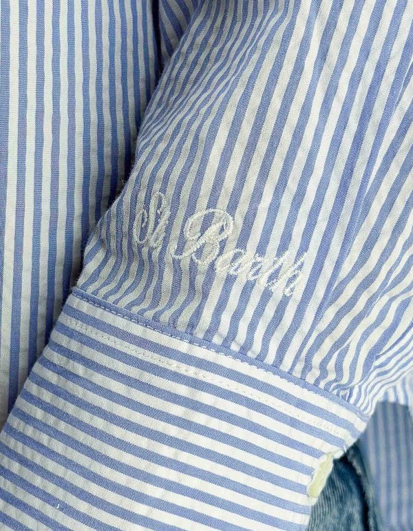 Camicia Cristal Seersucker Stripes V Azzurra a righe