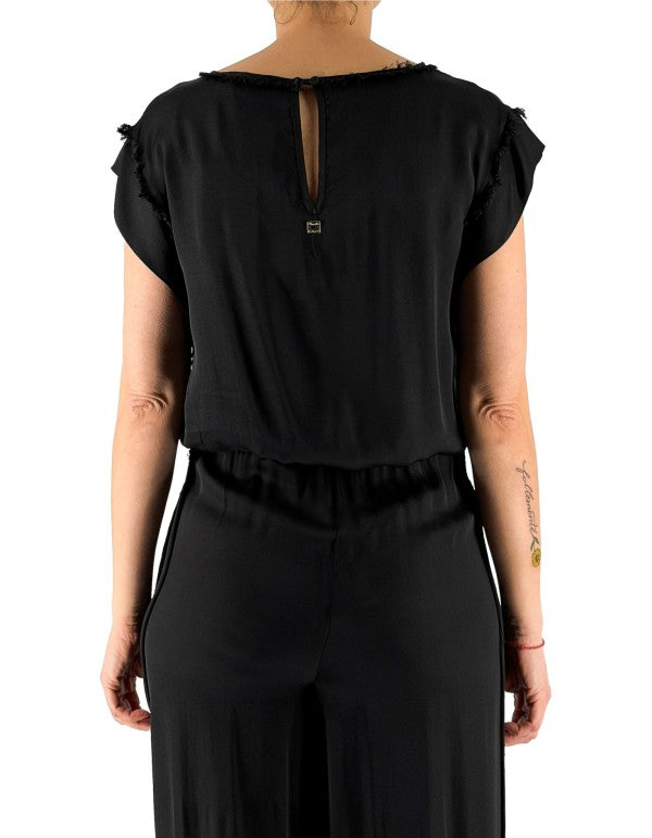 Blusa Sfrangiata Nero Ma001