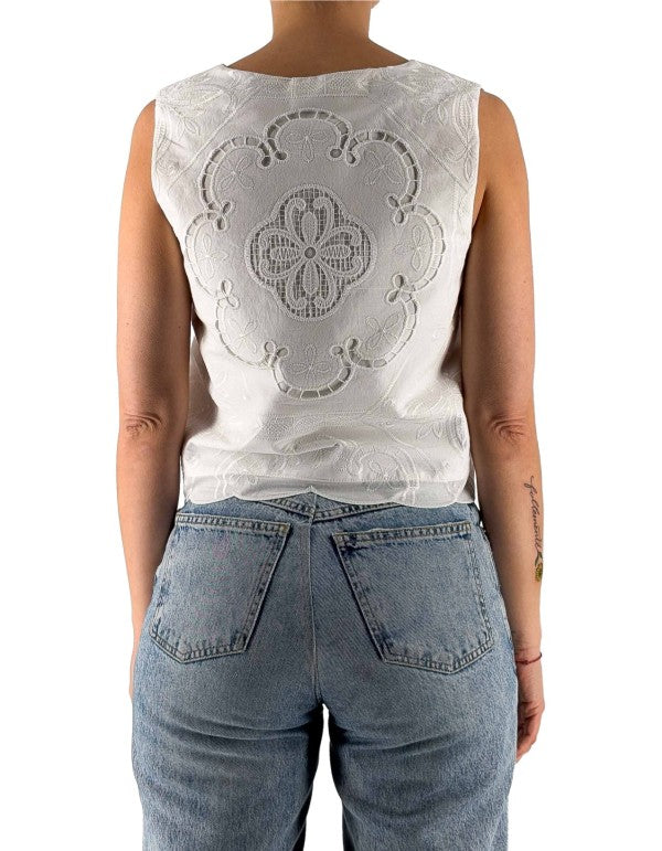 White Embroidered "Ostuni" Vest