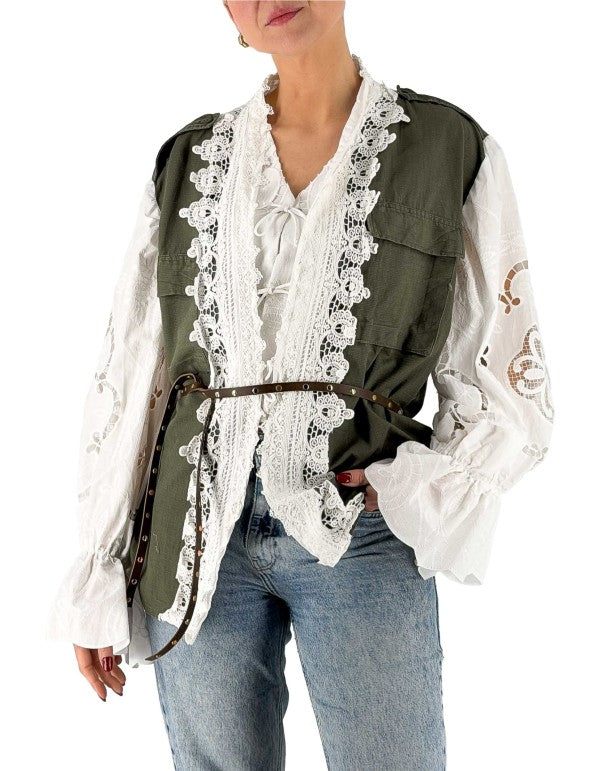 Overshirt "Ostuni" Verde Ricamata