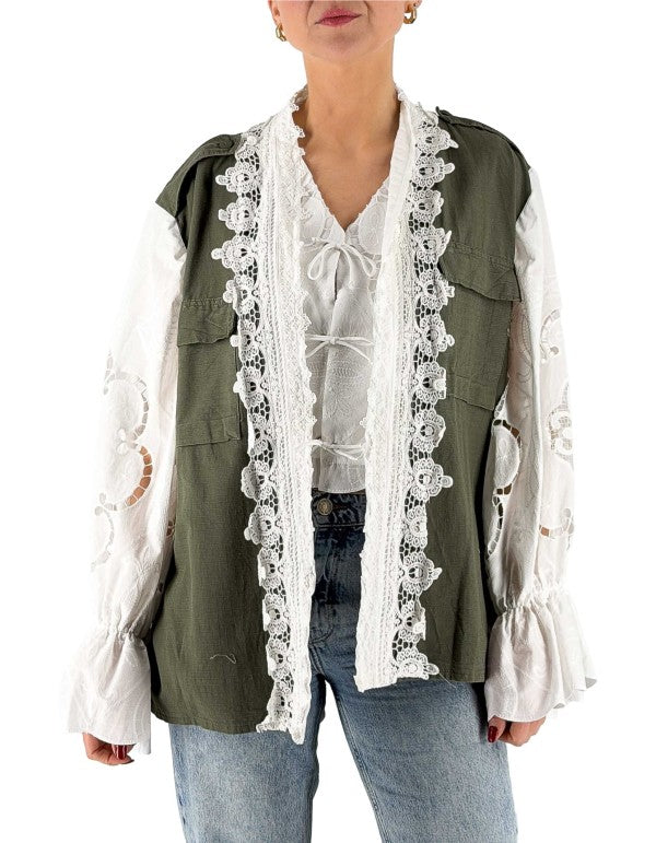 Overshirt "Ostuni" Verde Ricamata