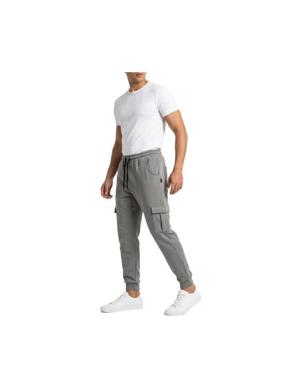 Pantalone In Felpa Cargo Regular Fit Ghiaccio