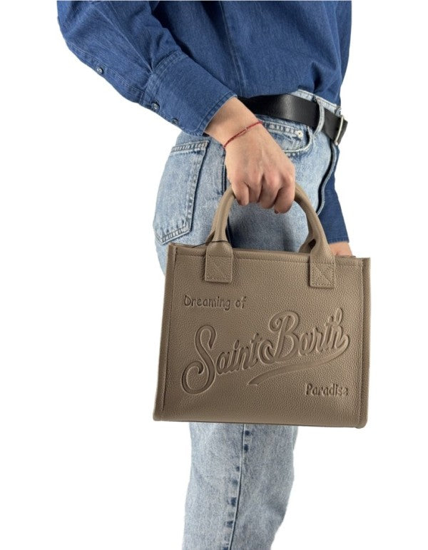 Vanity Bag Midi In Pelle Martellata Beige