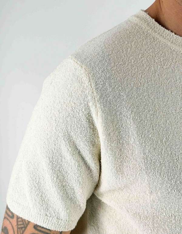 T-Shirt Uomo Bianca Cotone Spugna Soft Touch