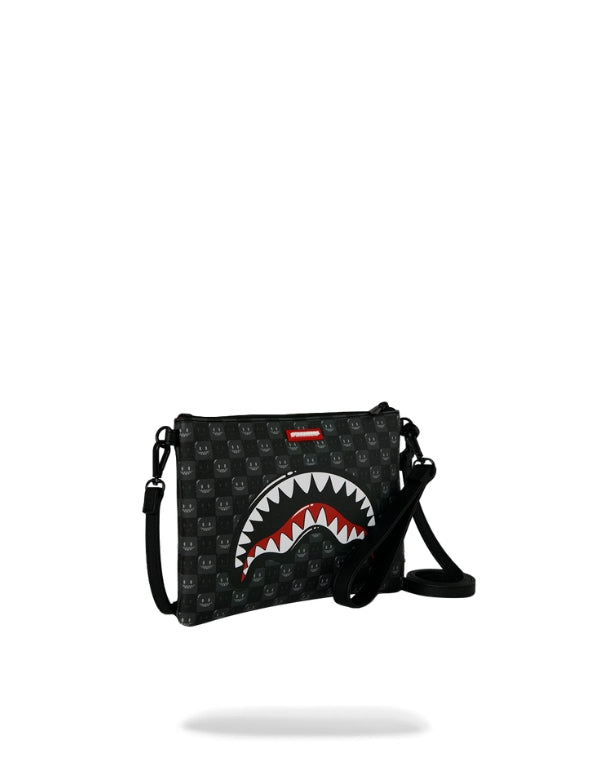 Sharks In Paris Wtf Bubbly Black Check Crossover Clutch