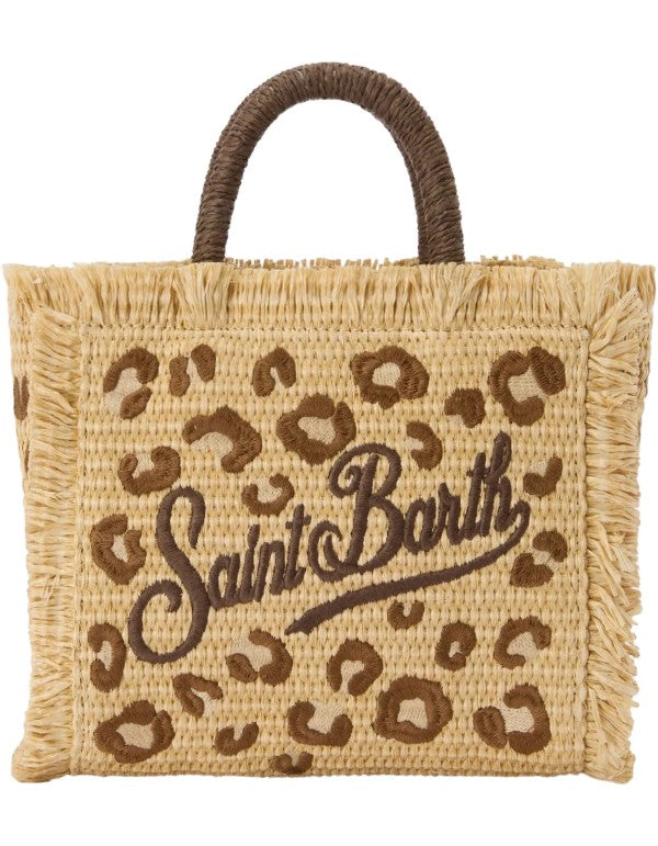 Vanity Mini Straw Leopard 18 Emb Handbag