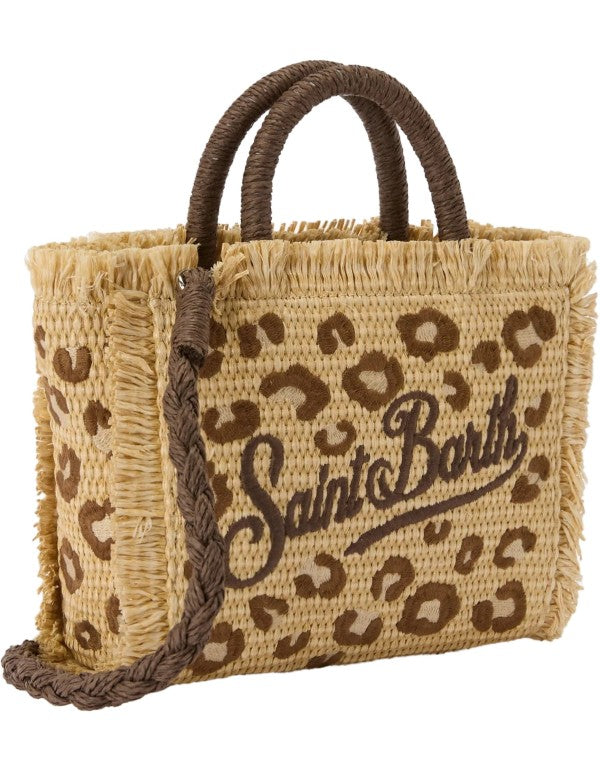 Vanity Mini Straw Leopard 18 Emb Handbag