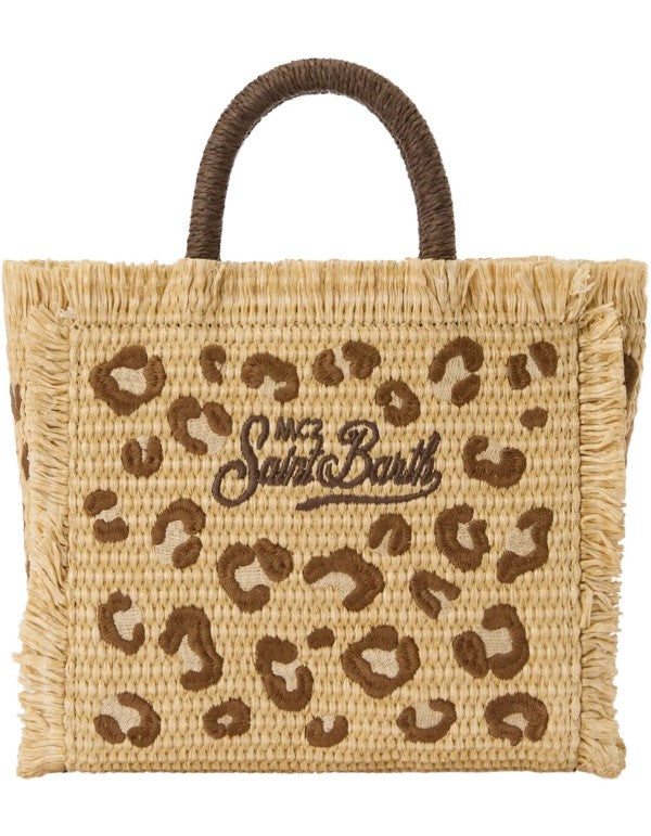 Vanity Mini Straw Leopard 18 Emb Handbag