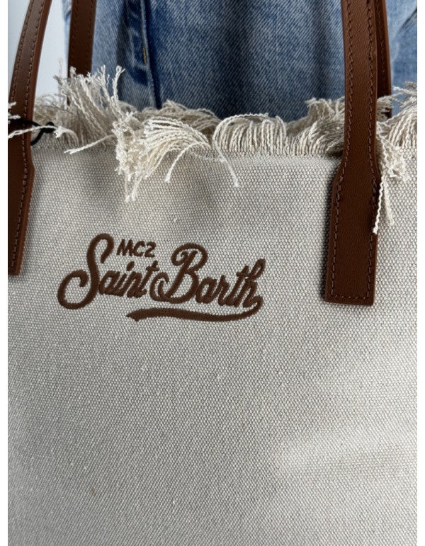 Borsa City Bag Mid Fringe Canvas Beige