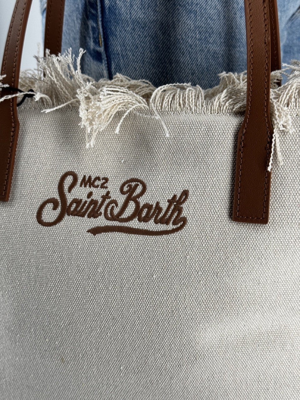 City Bag Mid Fringe Canvas Beige