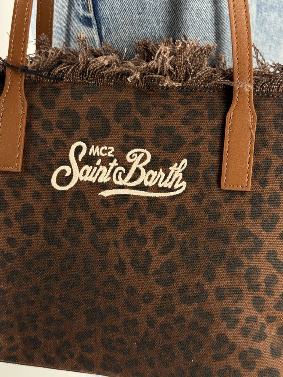 City Bag Mid Fringe Canvas Dark Leopard