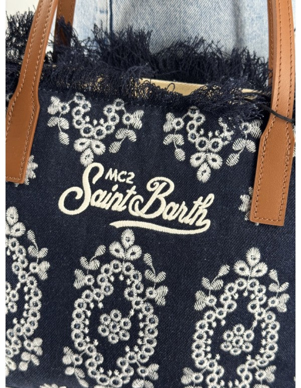 Borsa City Bag Mid Fringe Sangallo Denim
