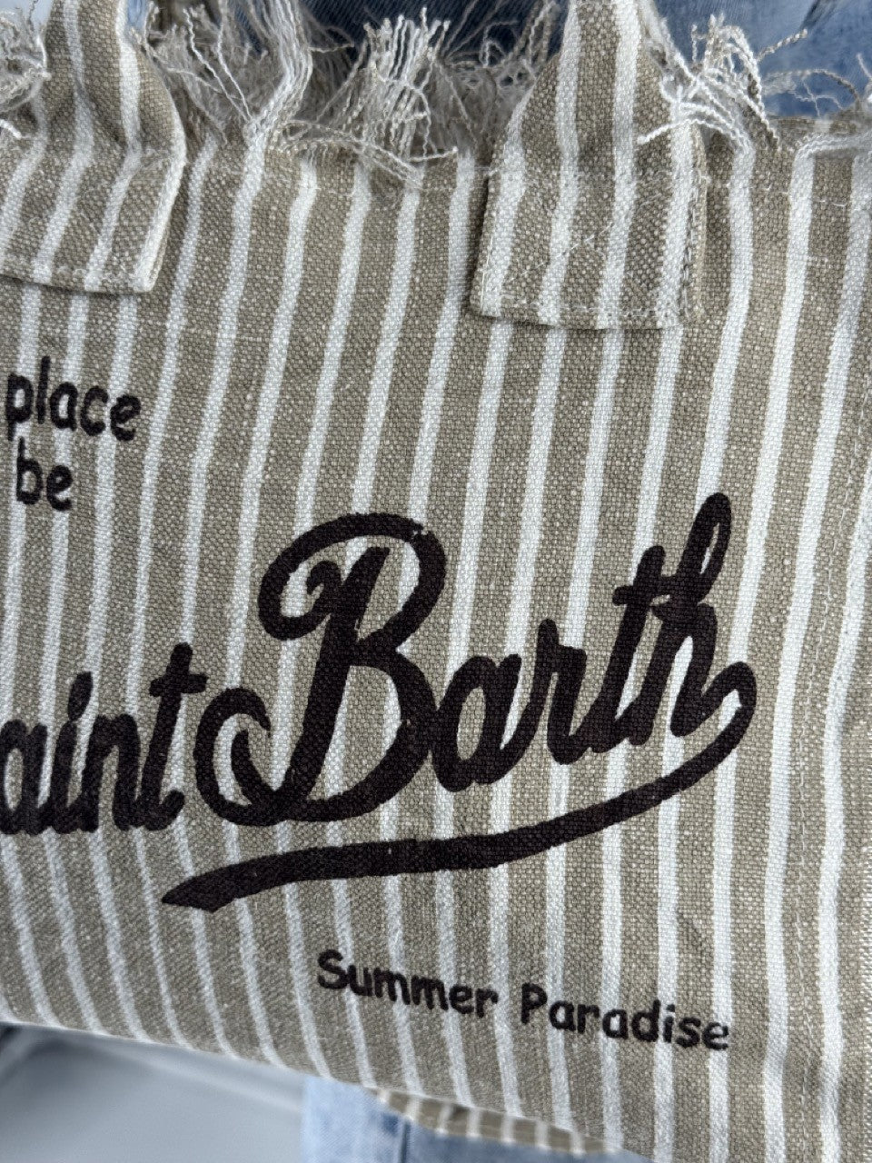 Colette Bag in Beige Striped Linen