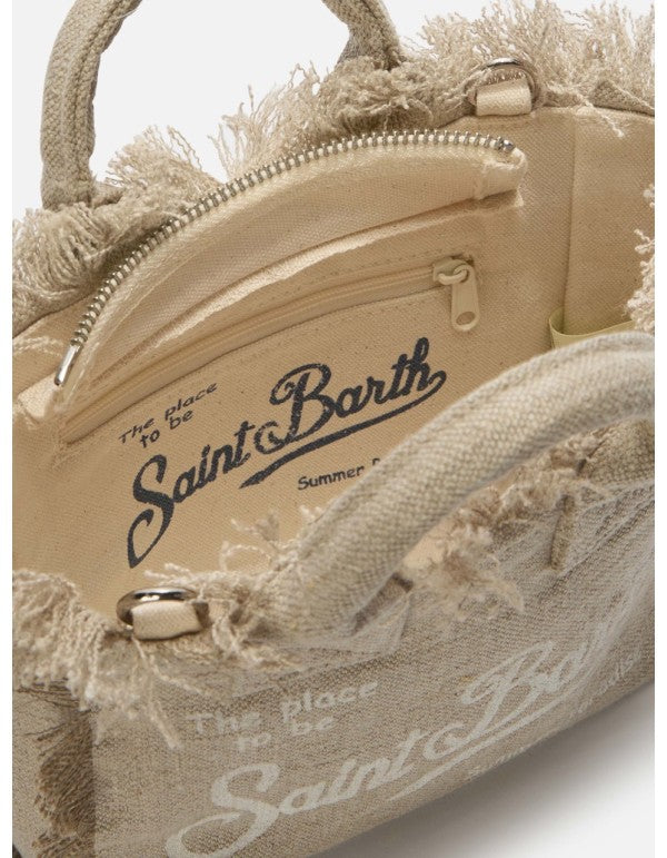 Mini Vanity Bag In Beige Linen 11