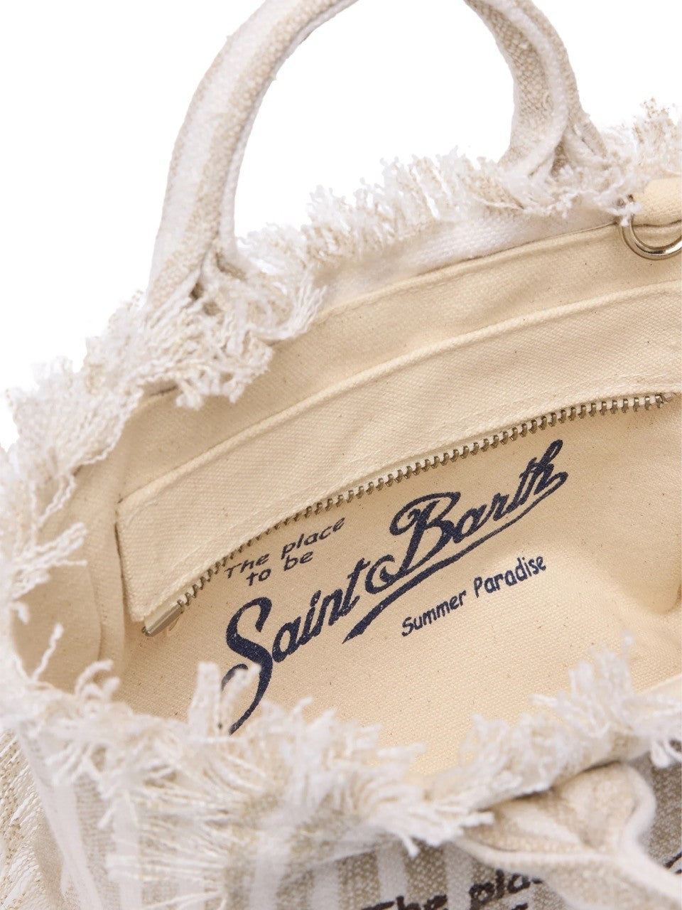 Borsetta Vanity Mini In Lino A Righe Beige V 11