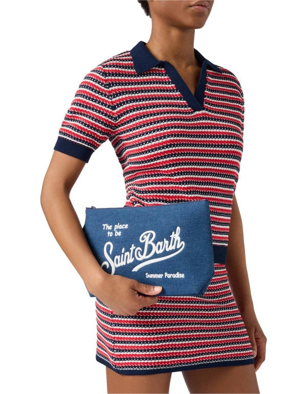 Aline Large Denim Clutch