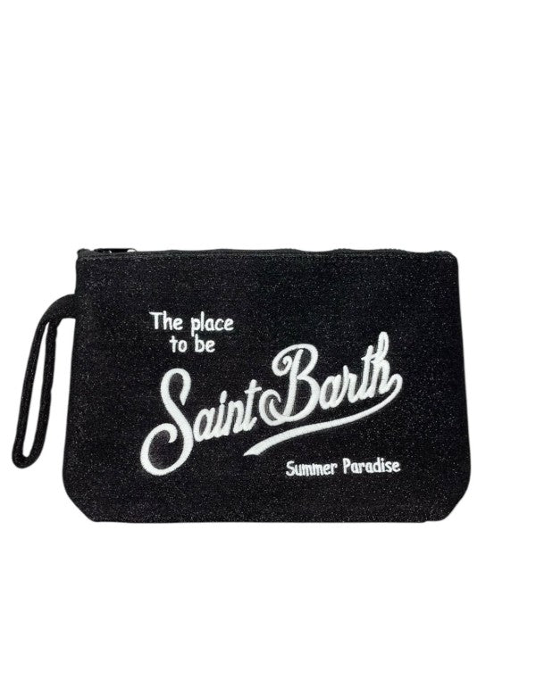 Aline Large Lurex Clutch Bag Black 00ar Emb