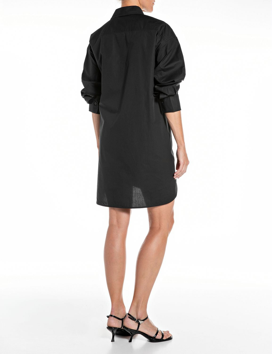 Vestito Corto Donna Chemisier Popeline Cotone Drappeggiato