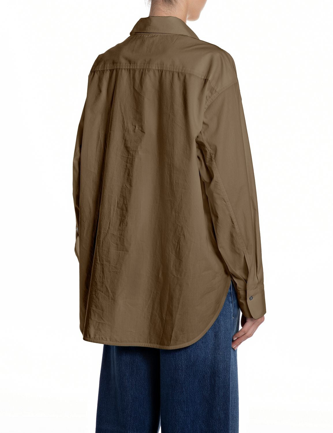 Camicia Donna Marrone Comfort Fit Popeline Cotone