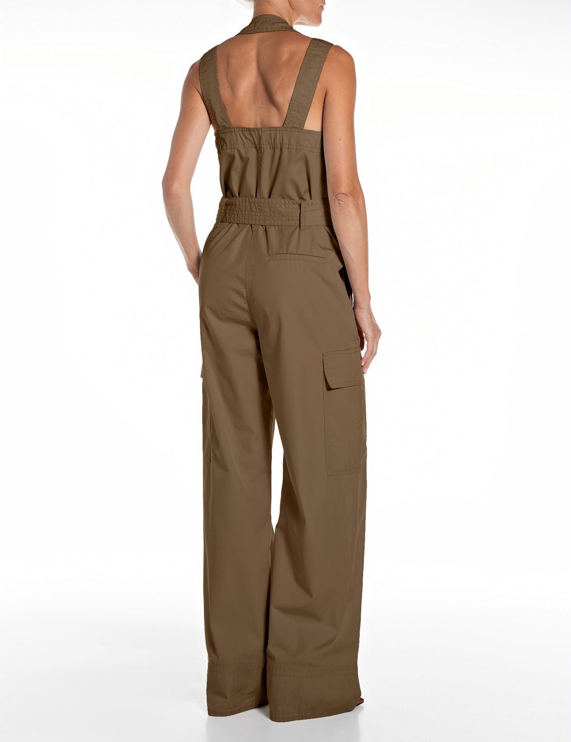 Tuta Donna Intera Utility Marrone Wide Leg con Cintura