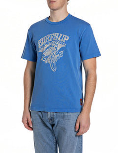 T-shirt Uomo Cotone Girocollo Stampa Surf Effetto Marmorizzato