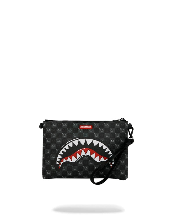 Sharks In Paris Wtf Bubbly Black Check Crossover Clutch