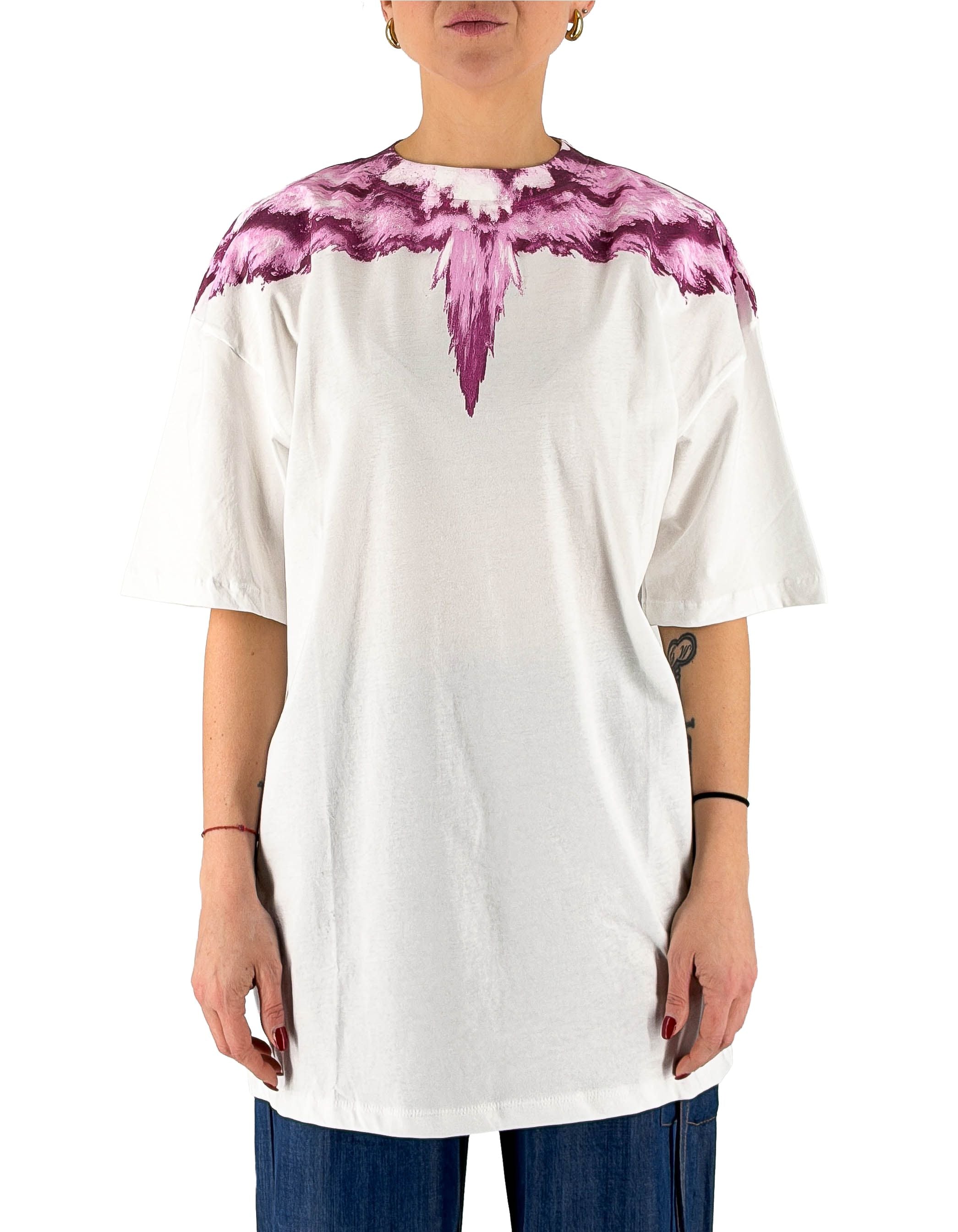 Abito Donna In Jersey Bianco Wings Pink Explosion