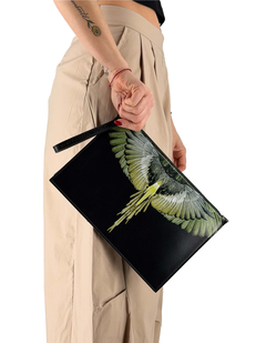 Black / Yellow Wings Clutch Bag