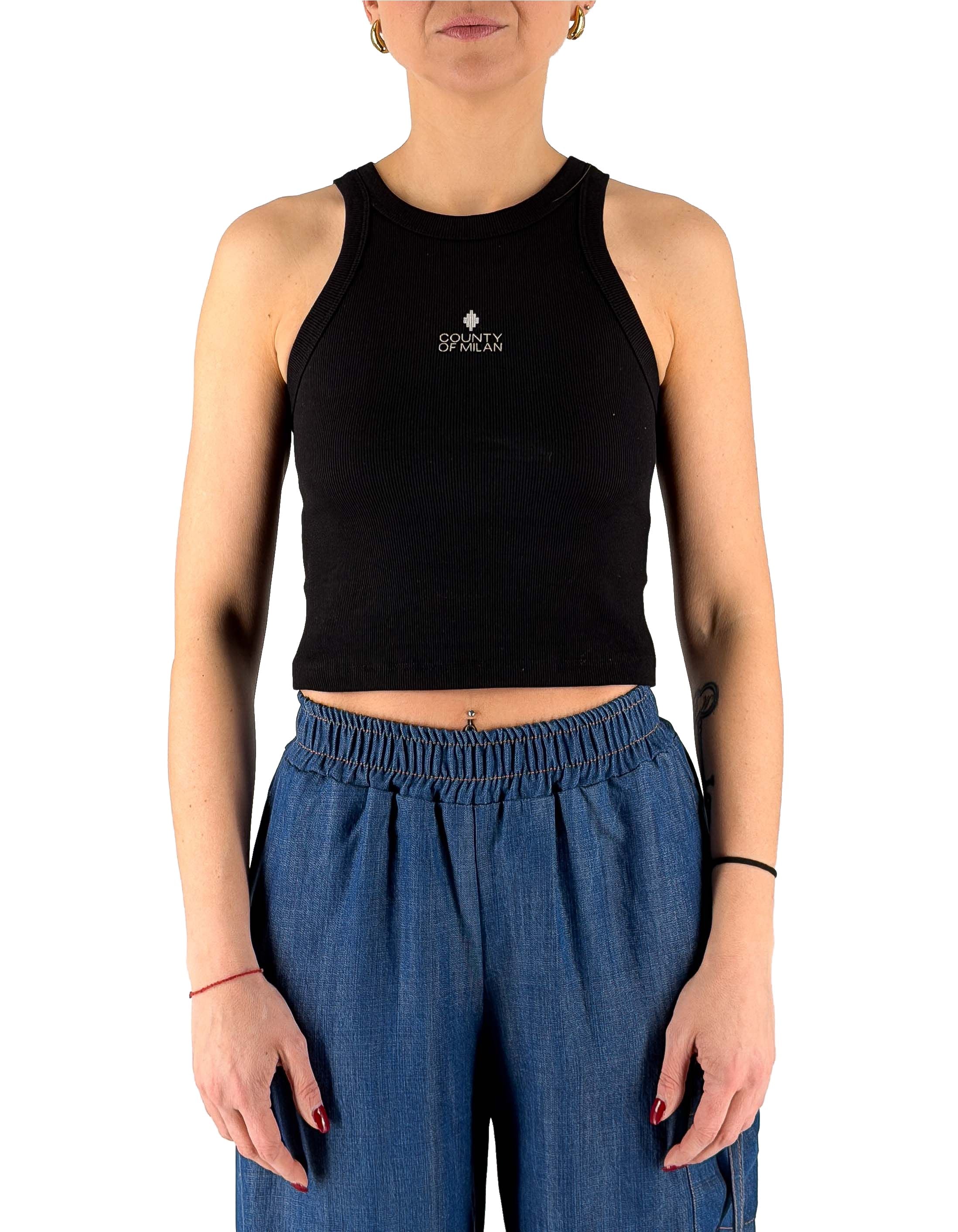 Canotta Donna In Costina Nero