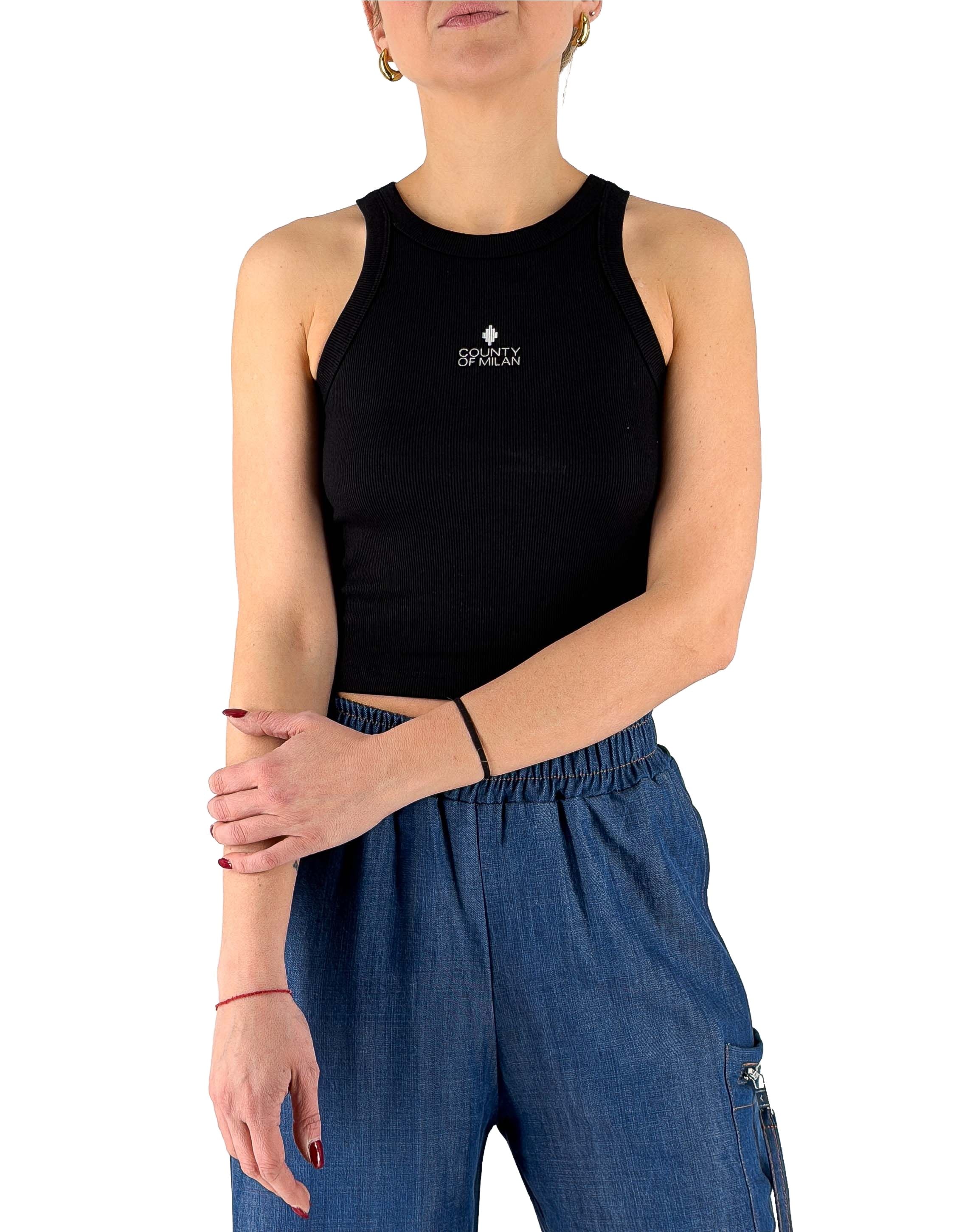 Canotta Donna In Costina Nero