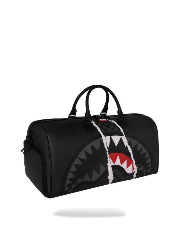 Borsone Center Rip Revealing Gray Check Duffle Sprayground - Vista frontale laterale sinistra