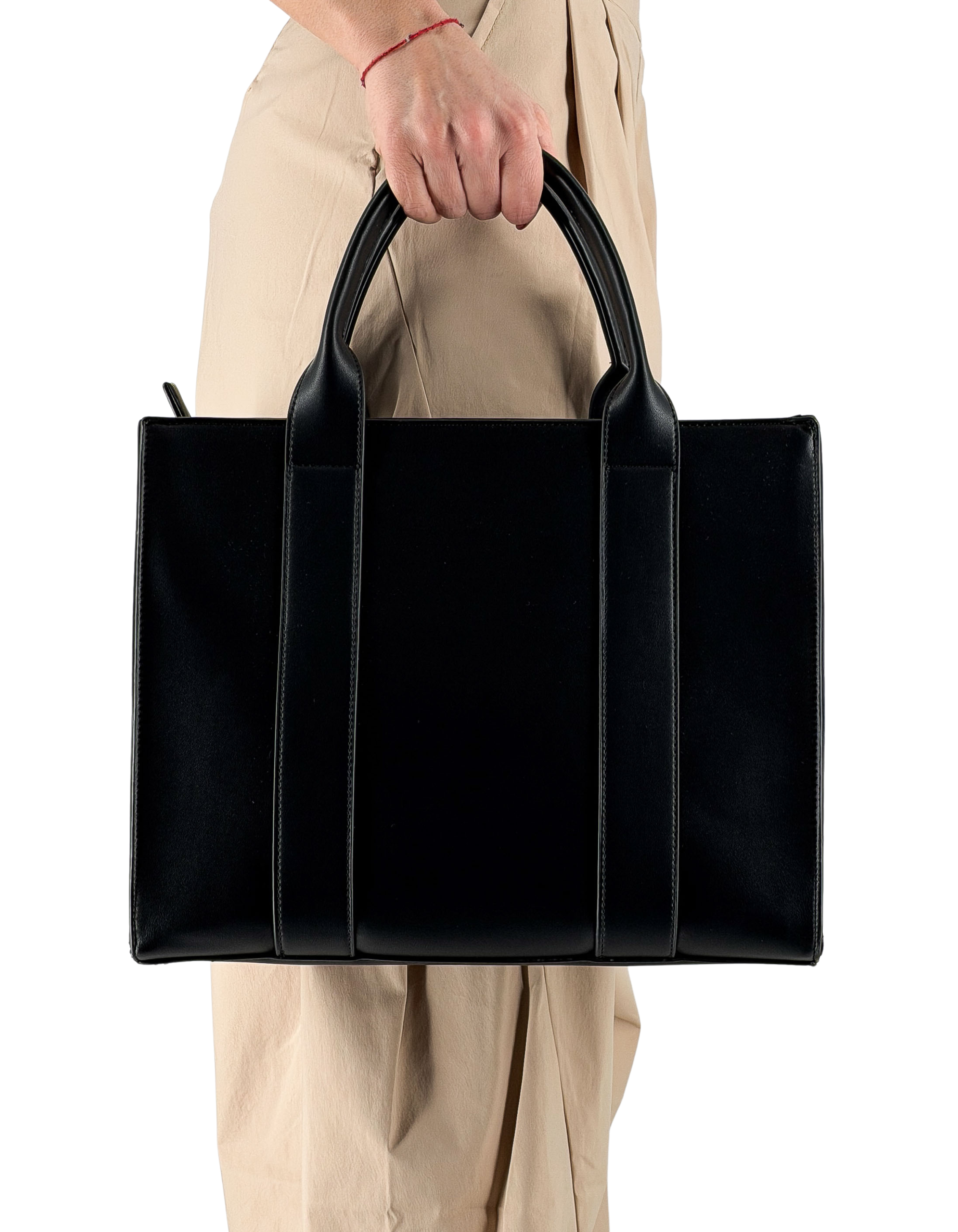 Borsa Medium Tote Bag Black / Leopard Wings