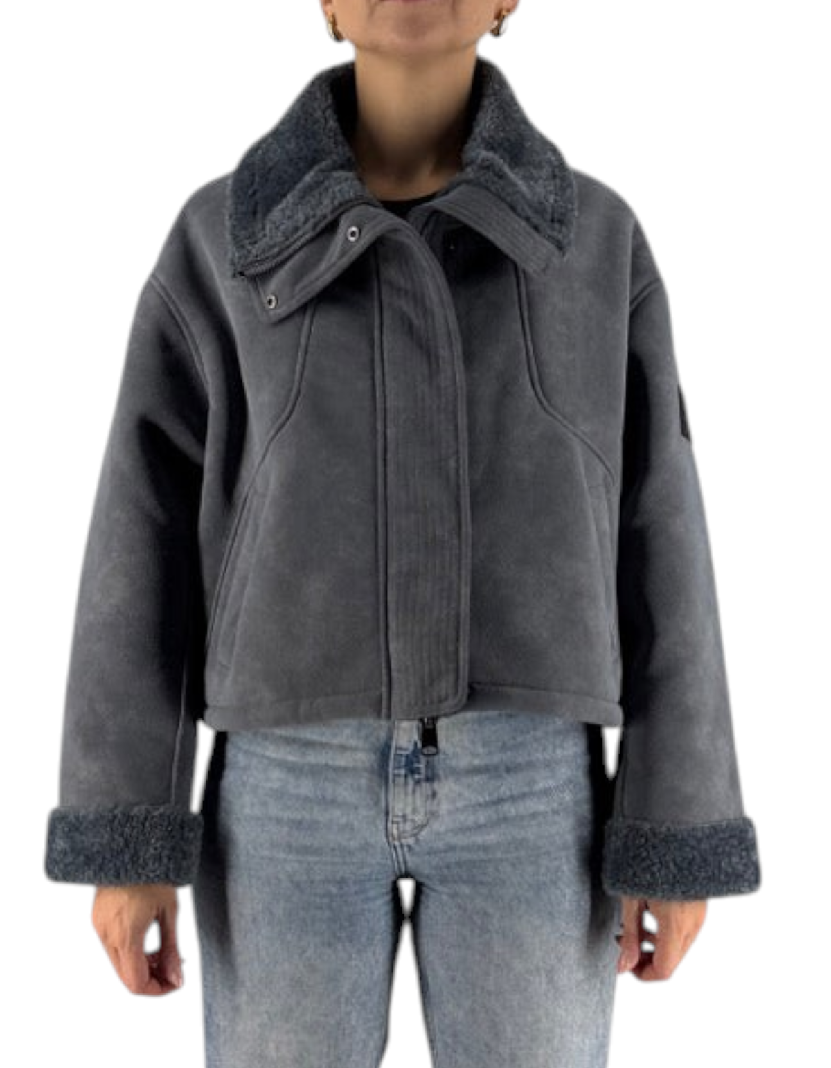 Giubbotto Ogee Dusty Blu Montereggi da donna, look frontale