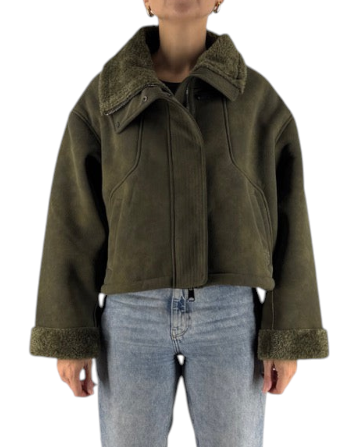 Giubbotto Ogee Verde Militare Montereggi da donna, look frontale