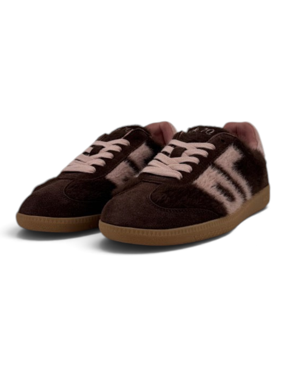 Sneakers donna Back70 Mohair in tessuto effetto pelo color caffè e rosa con suola in gomma, DevidLabel