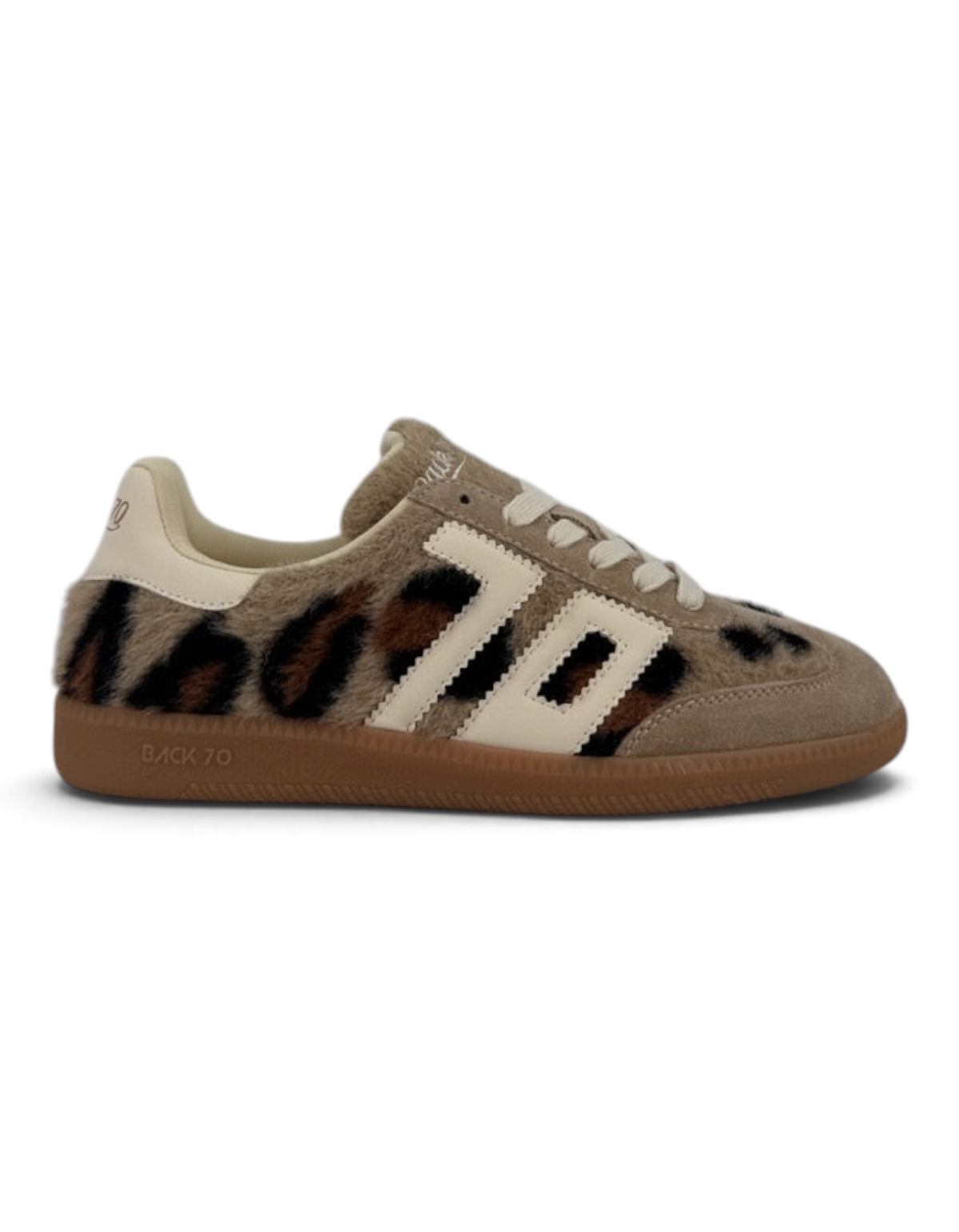 Sneaker donna Back70 Mohair Leo Camel/Butter in pelo animalier con dettagli color burro e suola in gomma