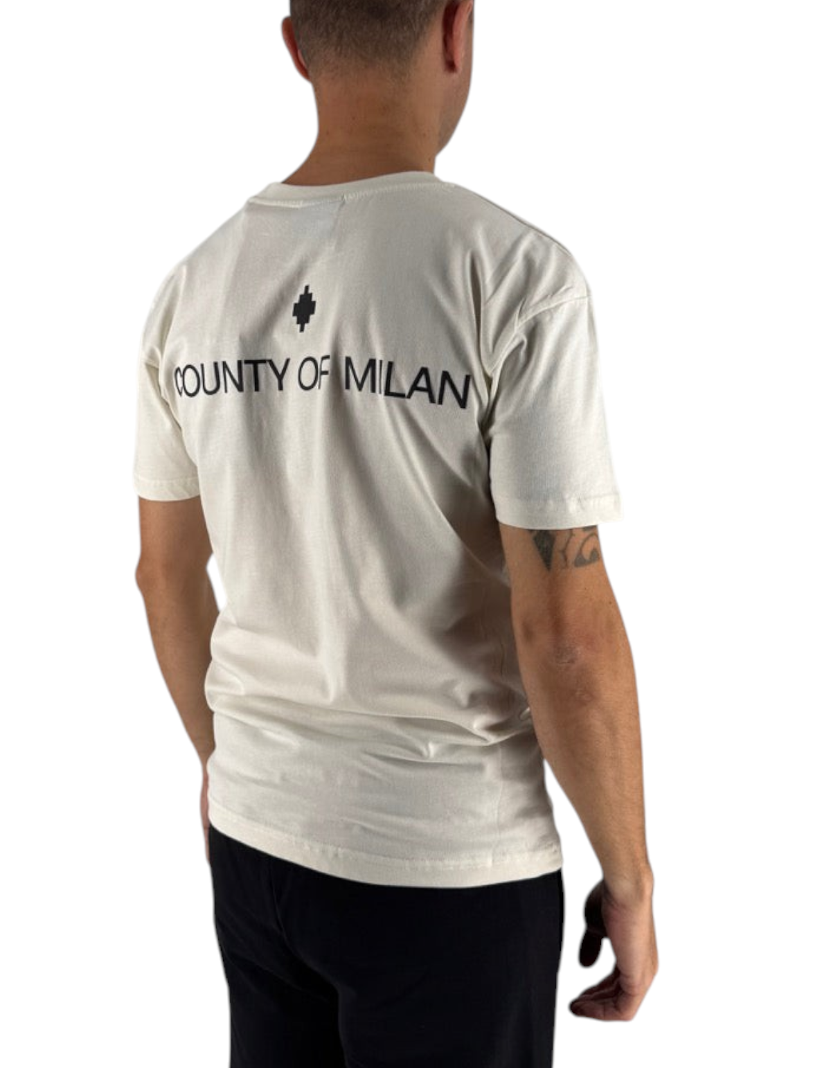 T-shirt DevidLabel Marcelo Burlon County Of Milan color cocco in cotone con logo stampato sul retro