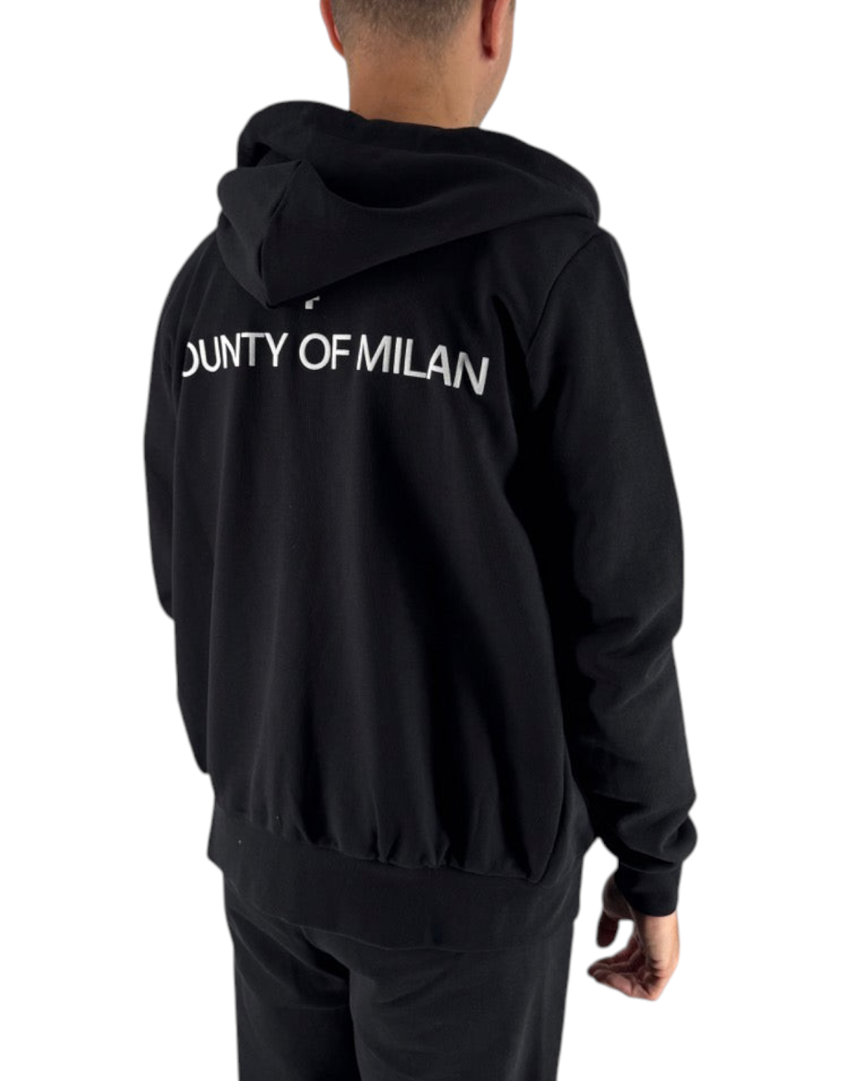 Felpa con cappuccio e zip DevidLabel Marcelo Burlon County Of Milan nera in cotone con logo sul retro
