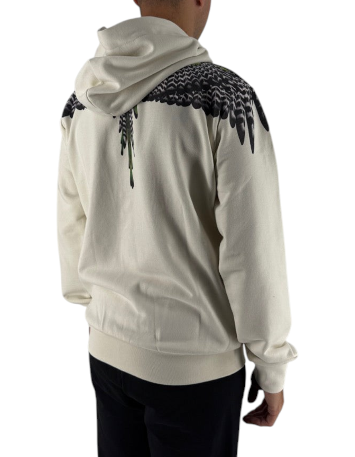 Felpa con cappuccio DevidLabel Marcelo Burlon County Of Milan color cocco in cotone con iconica stampa ali sulle spalle